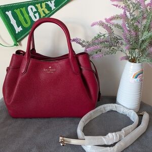 Kate Spade Large Dumpling Satchel In Red Pebble Leather